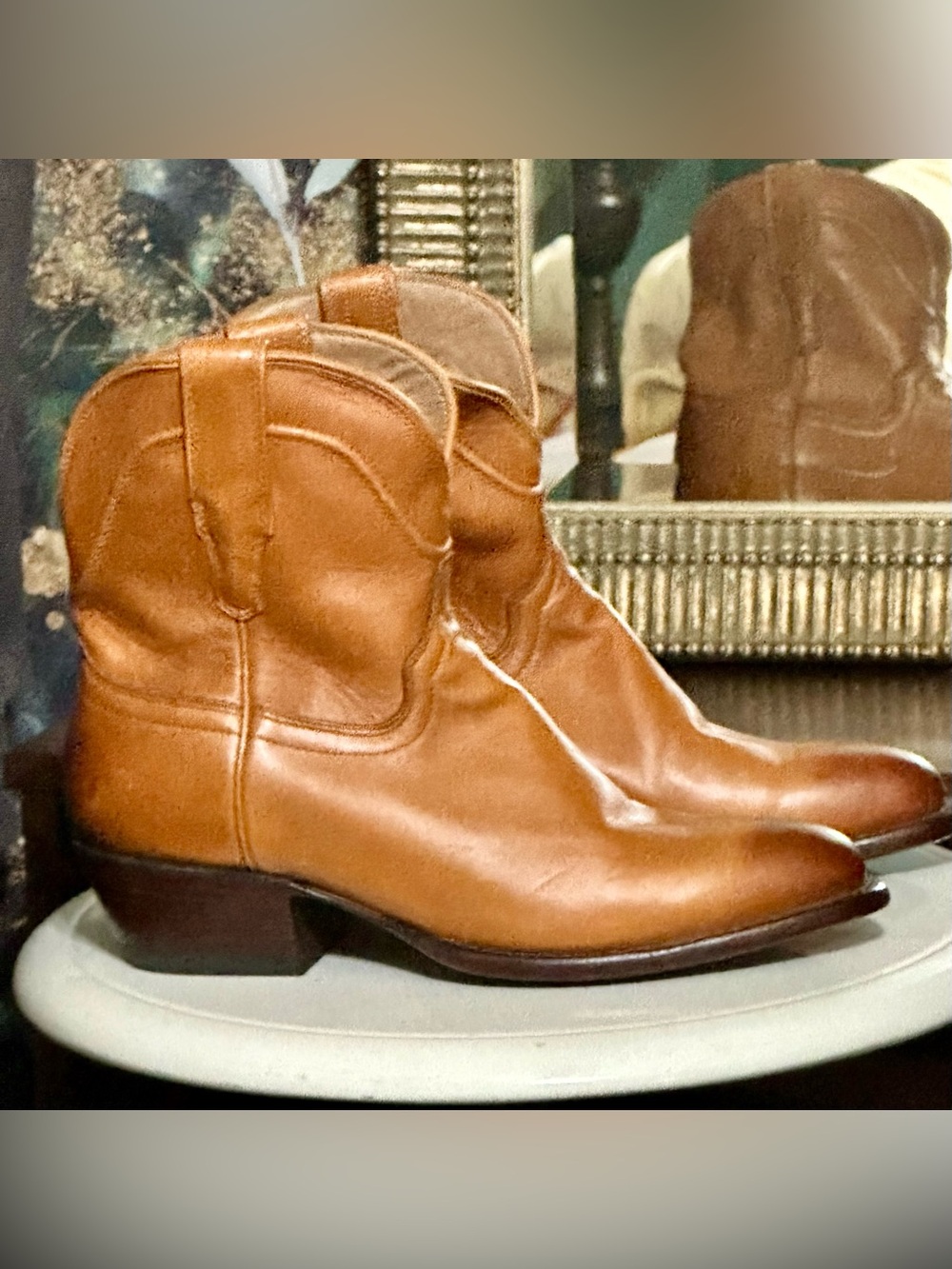 Tecovas Women's Tan Leather Western Ankle Booties